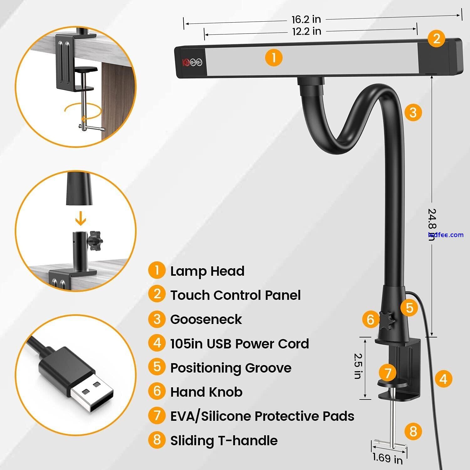 SKYLEO LED Desk Lamp with Clip, 360°Rotating Flexible Gooseneck Work Lamp...  3 