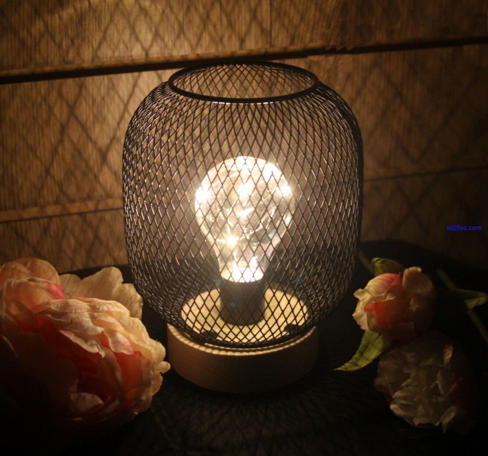 Battery Operated LED Desk Lamp Industrial Retro Light Up Bedside Lantern Home 3 