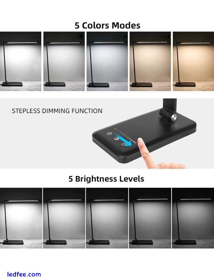 LED Desk Lamp Eye-caring Dimmable Table Lamp With USB Charging Port 2 