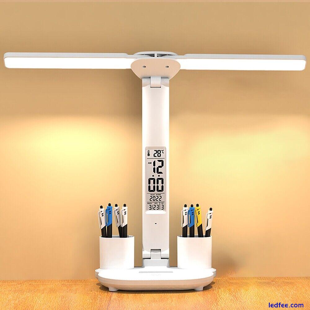 LED Desk Lamp USB Dimmable Touch Foldable Table Lamp with Calendar Temperature 2 