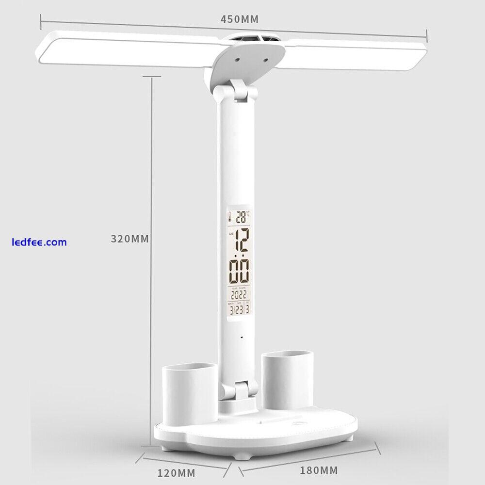 LED Desk Lamp USB Dimmable Touch Foldable Table Lamp with Calendar Temperature 0 