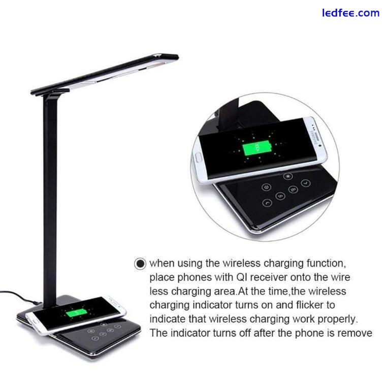 LED Desk Lamp Wireless Charger Built In 4 Colour Temperature Adjustable (Black) 1 