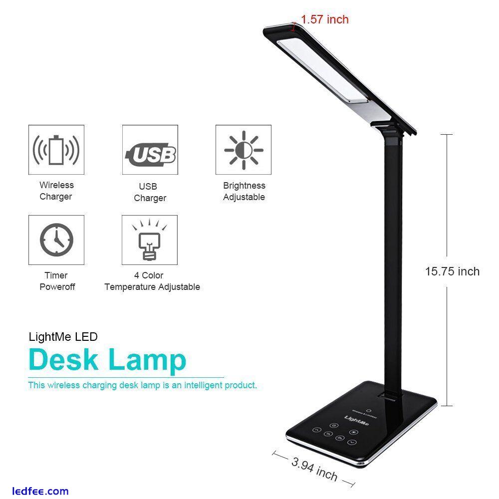 LED Desk Lamp Wireless Charger Built In 4 Colour Temperature Adjustable (Black) 0 