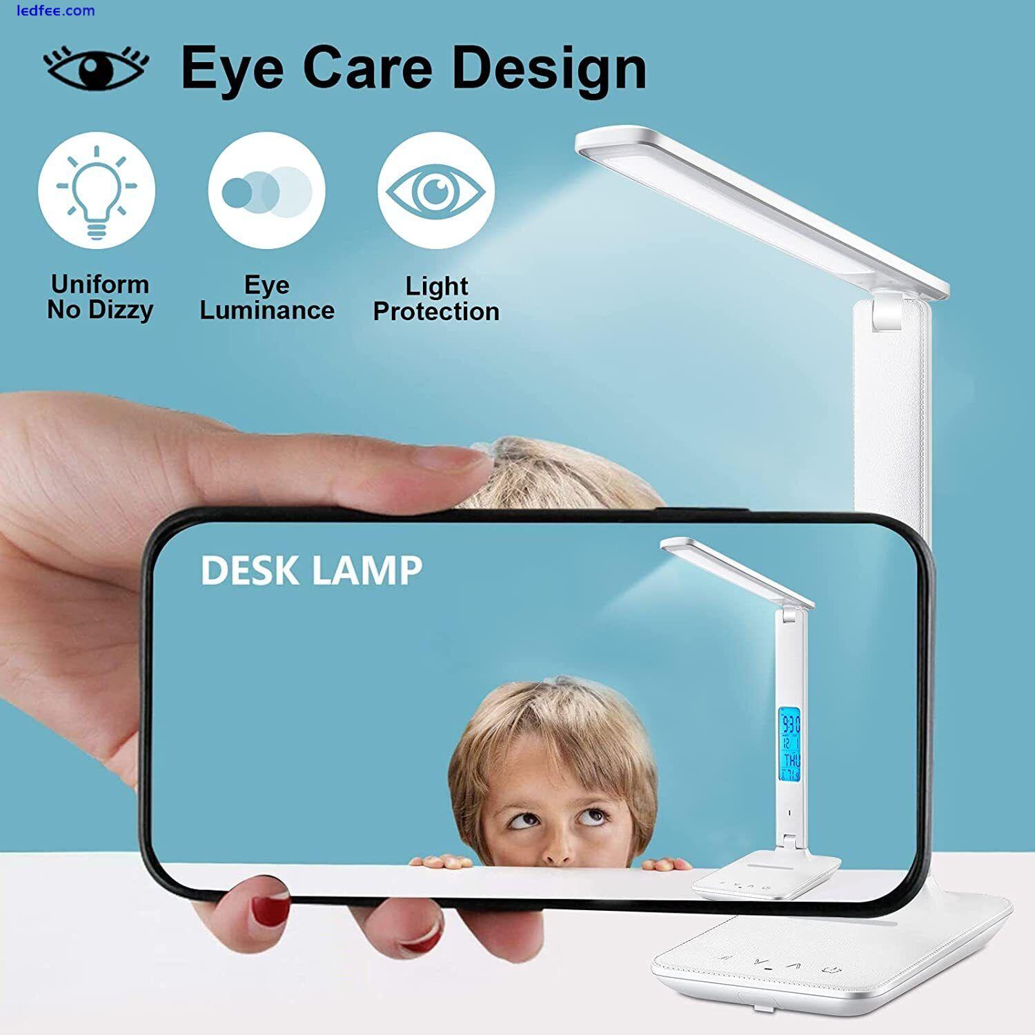 LED Desk Lamp with Wireless Charger Eye-Care Desk Light USB Charging Port Timer 3 