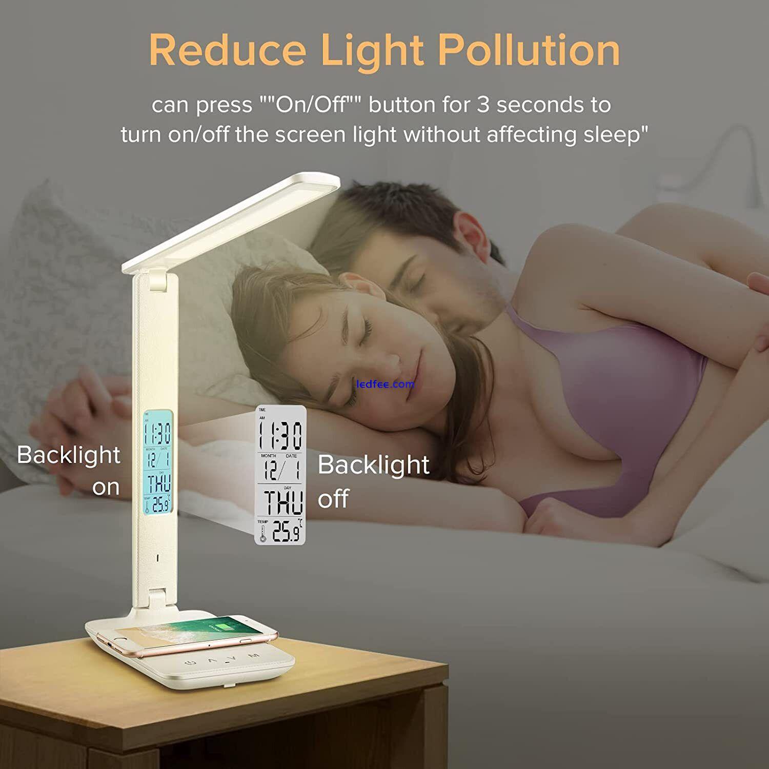 LED Desk Lamp with Wireless Charger Eye-Care Desk Light USB Charging Port Timer 5 