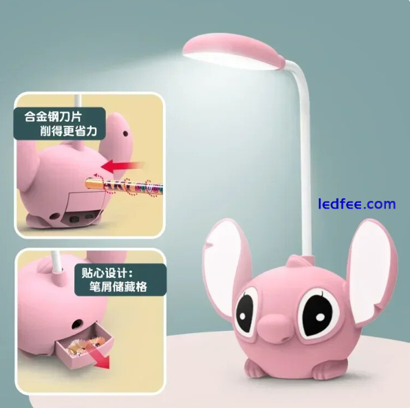 LED Lilo & Stitch Desk Lamp With Pencil Sharpener Foldable Light Cute Desk Light 1 