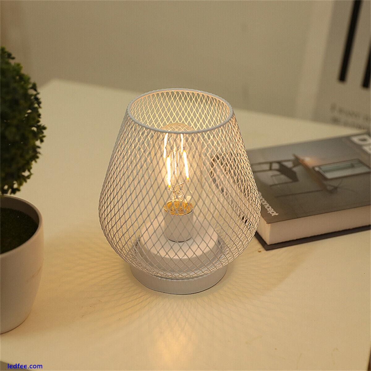 Retro Table Lamp Geometric Wire Industrial LED Light Bulb Bedside Desk Light 1 