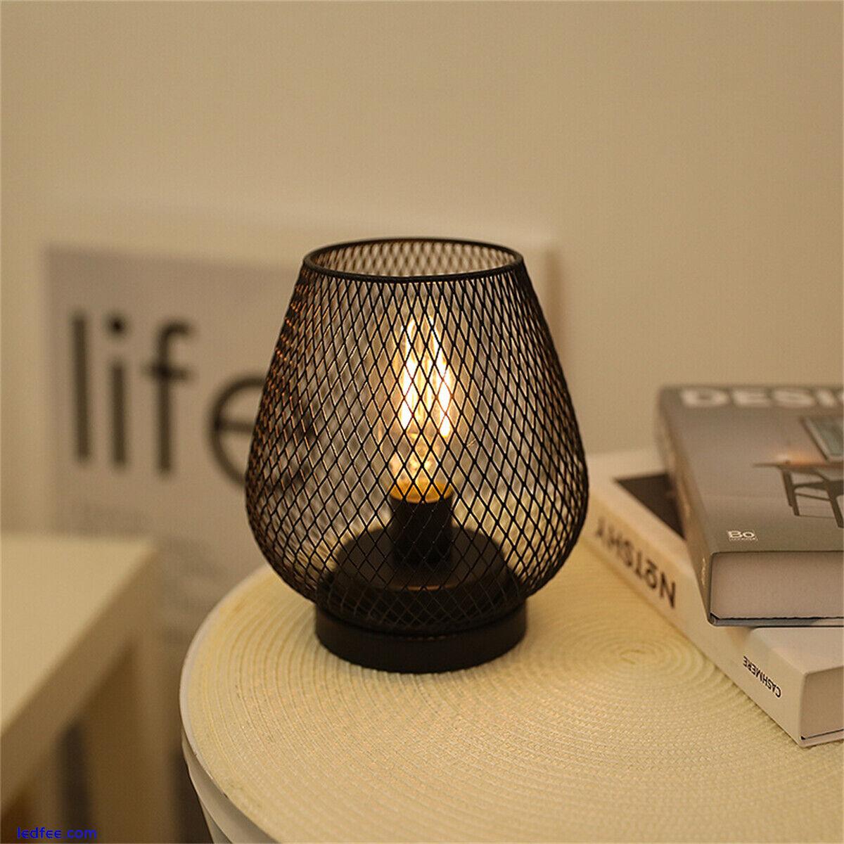 Retro Table Lamp Geometric Wire Industrial LED Light Bulb Bedside Desk Light 2 