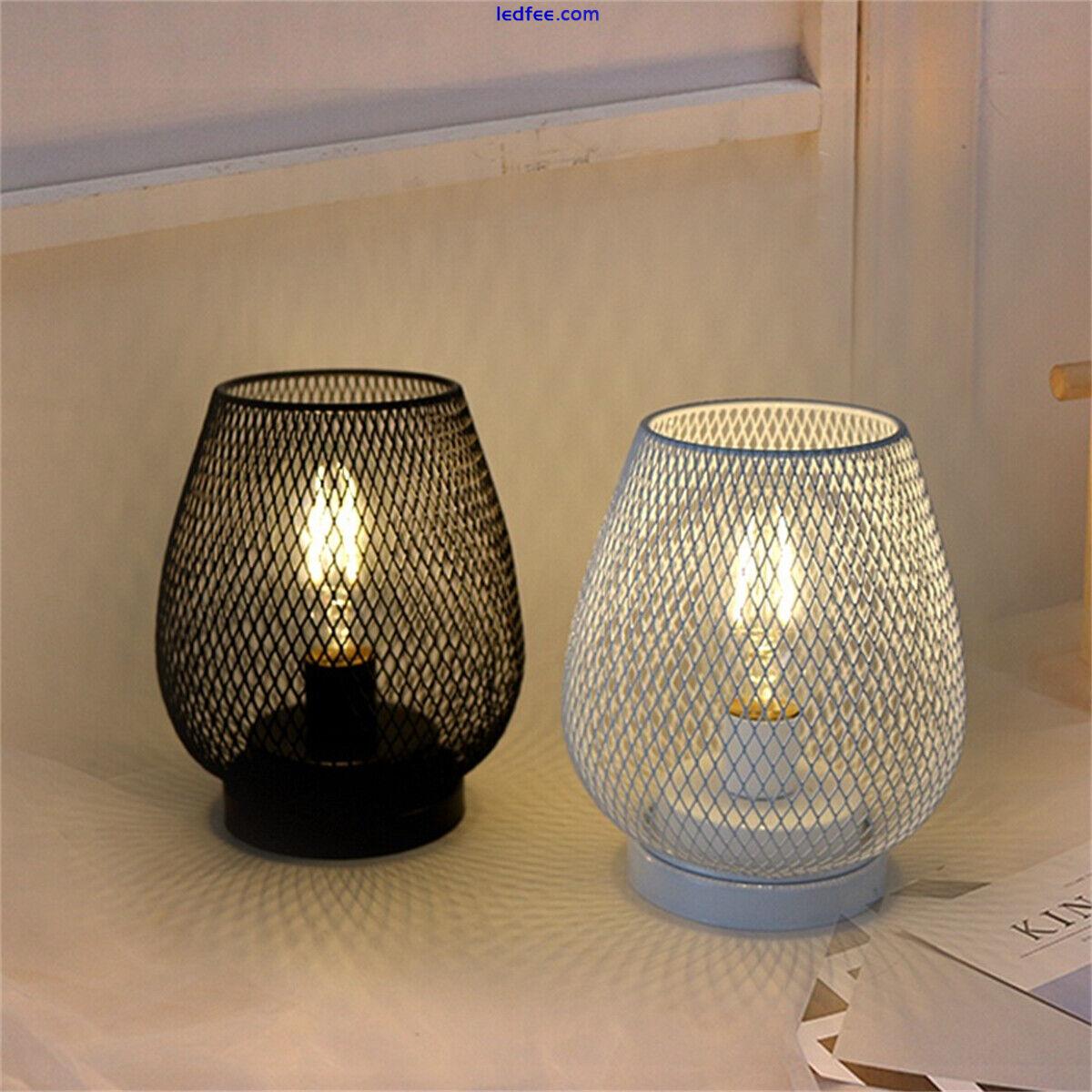 Retro Table Lamp Geometric Wire Industrial LED Light Bulb Bedside Desk Light 0 