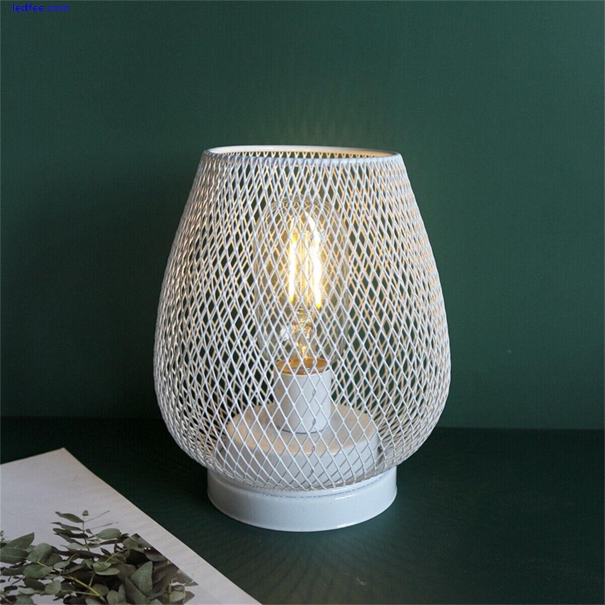 Retro Table Lamp Geometric Wire Industrial LED Light Bulb Bedside Desk Light 3 