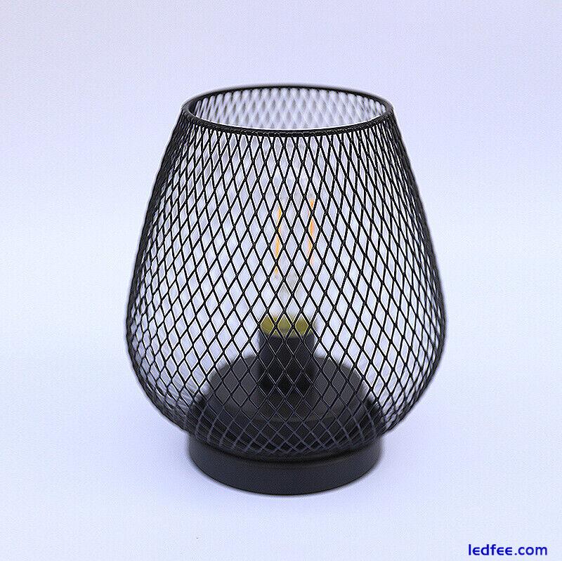 Retro Table Lamp Geometric Wire Industrial LED Light Bulb Bedside Desk Light 4 