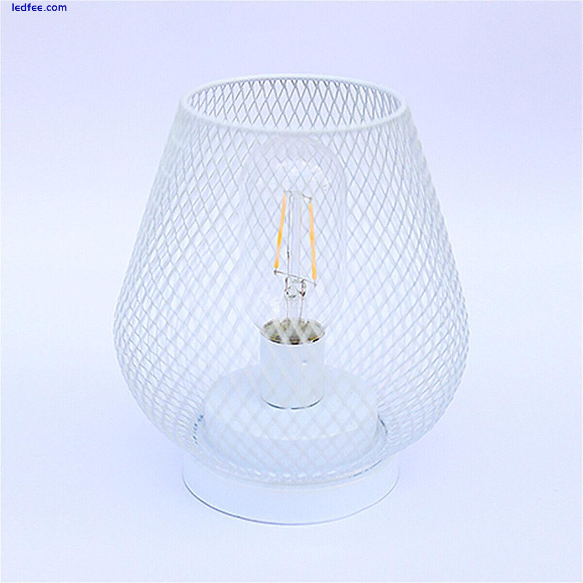 Retro Table Lamp Geometric Wire Industrial LED Light Bulb Bedside Desk Light 5 