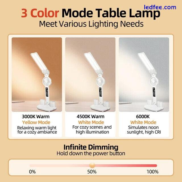 LED Desk Lamp USB Dimmable Touch Foldable Date Temperature Clock Eye Protection 0 