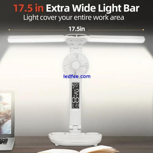 LED Desk Lamp USB Dimmable Touch Foldable Date Temperature Clock Eye Protection 2 