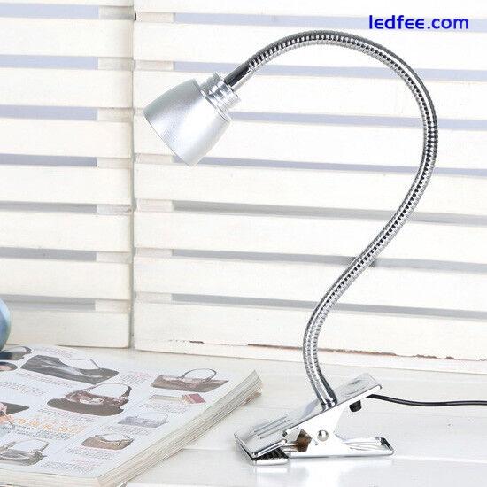 3W LED Desk Clamp Clip Light Study Reading Book Flexible Pipe Lamp Button Plug 0 