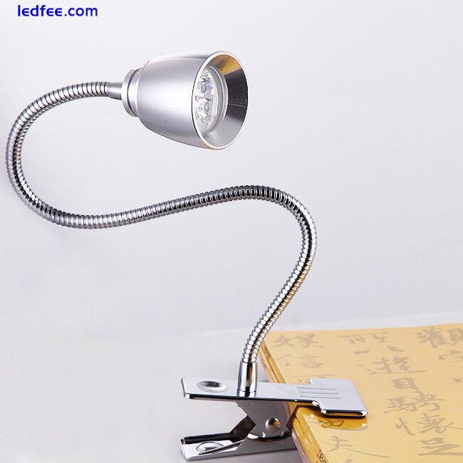 3W LED Desk Clamp Clip Light Study Reading Book Flexible Pipe Lamp Button Plug 3 