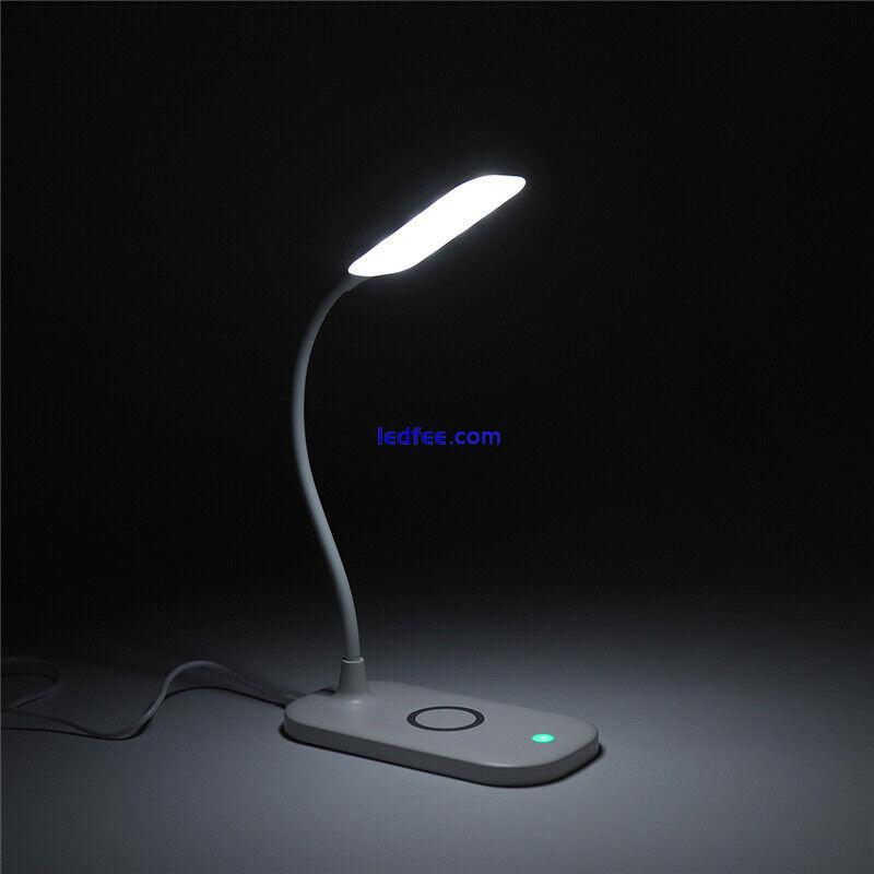 LED Desk Table Lamp Bedside Reading Light Touch Sensor w/ Wireless Phone Charger 4 