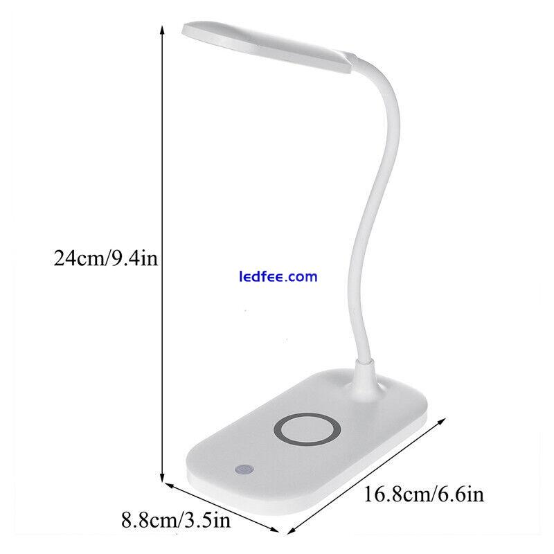 LED Desk Table Lamp Bedside Reading Light Touch Sensor w/ Wireless Phone Charger 0 