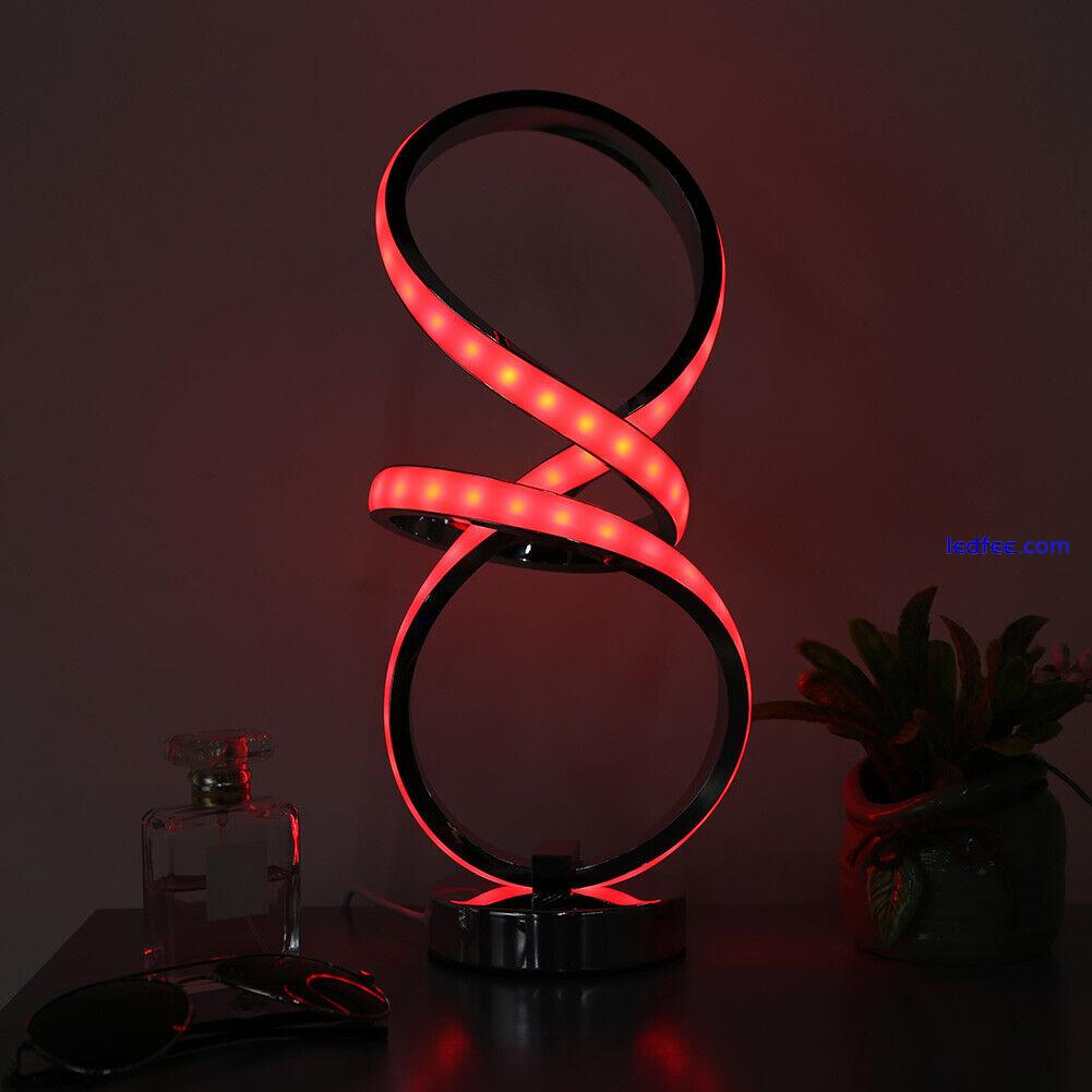 LED Bedside Lamp Silvery Spiral Shaped Stand Table Lamp Dimmable for Living Room 3 