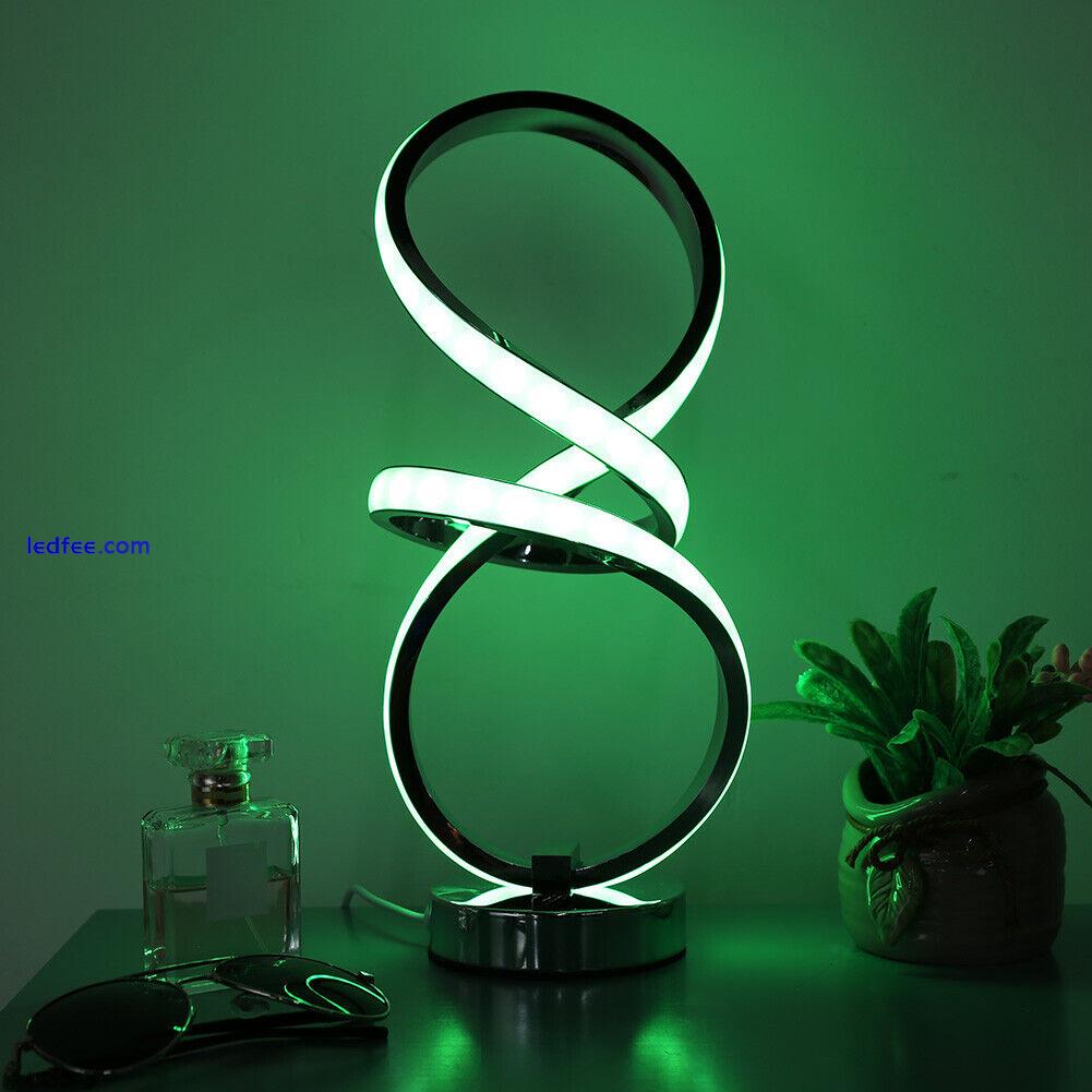 LED Bedside Lamp Silvery Spiral Shaped Stand Table Lamp Dimmable for Living Room 4 