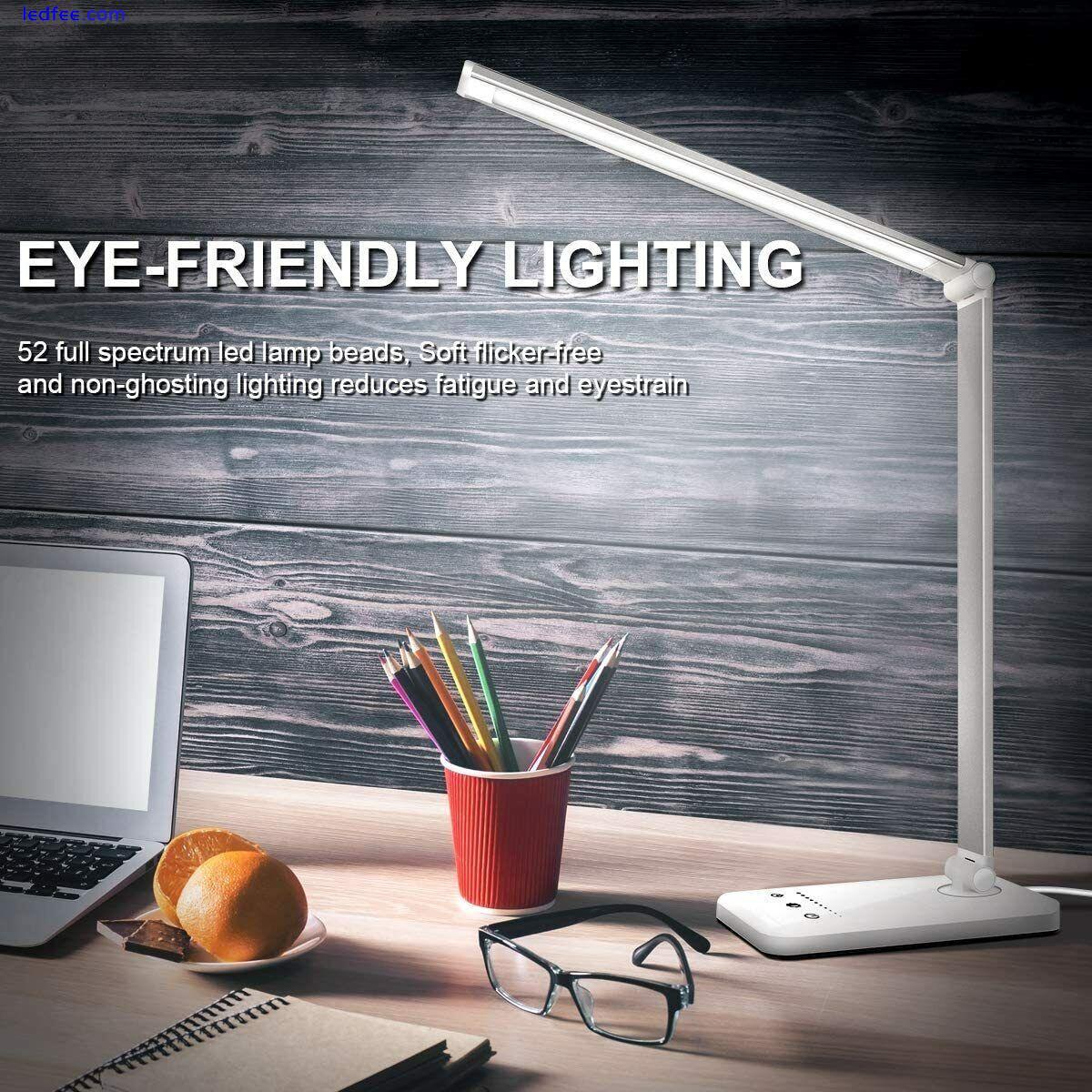 LED Desk Lamp, Eye-Caring Table Lamps, Natural Light Protects Eyes, 5 Modes 2 