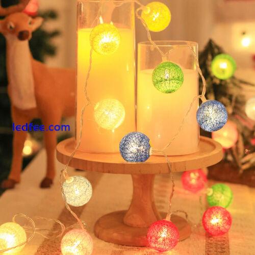 10/20 LED Fairy String Lights Cotton Ball Bedroom Party Indoor Wedding Decor UK 2 