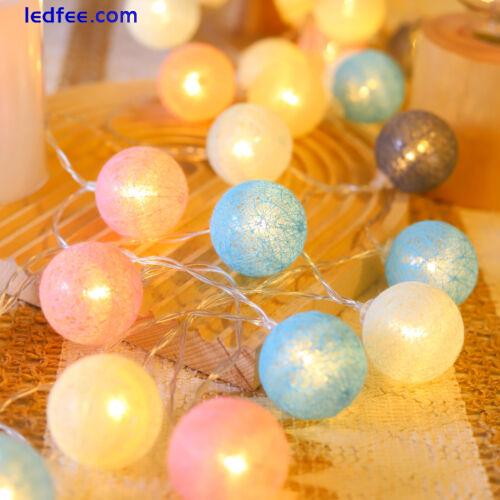 10/20 LED Fairy String Lights Cotton Ball Bedroom Party Indoor Wedding Decor UK 4 