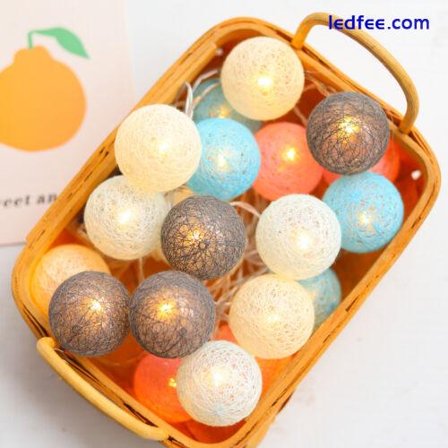 10/20 LED Fairy String Lights Cotton Ball Bedroom Party Indoor Wedding Decor UK 0 