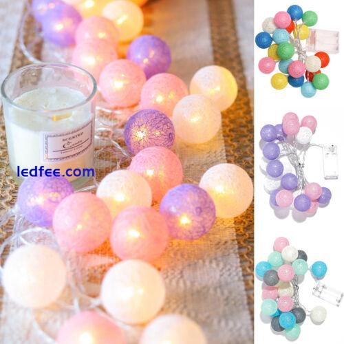 10/20 LED Fairy String Lights Cotton Ball Bedroom Party Indoor Wedding Decor UK 3 