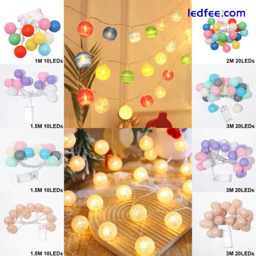 10/20 LED Fairy String Lights Cotton Ball Bedroom Party Indoor Wedding Decor UK 1 