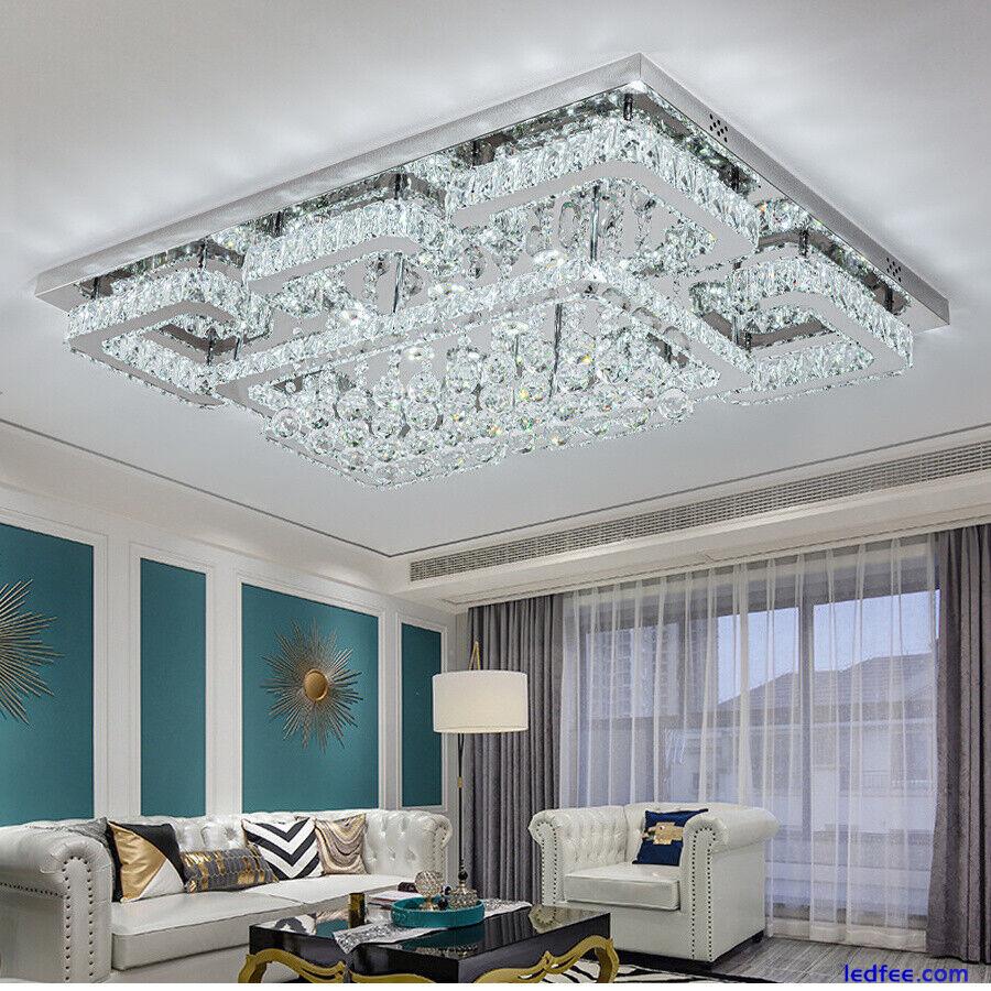 Modern LED Chandelier Lights Flush Mount Crystal Ceiling Light Living Room Lamp 1 