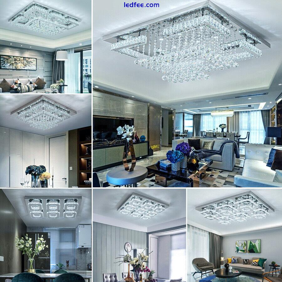 Modern LED Chandelier Lights Flush Mount Crystal Ceiling Light Living Room Lamp 0 