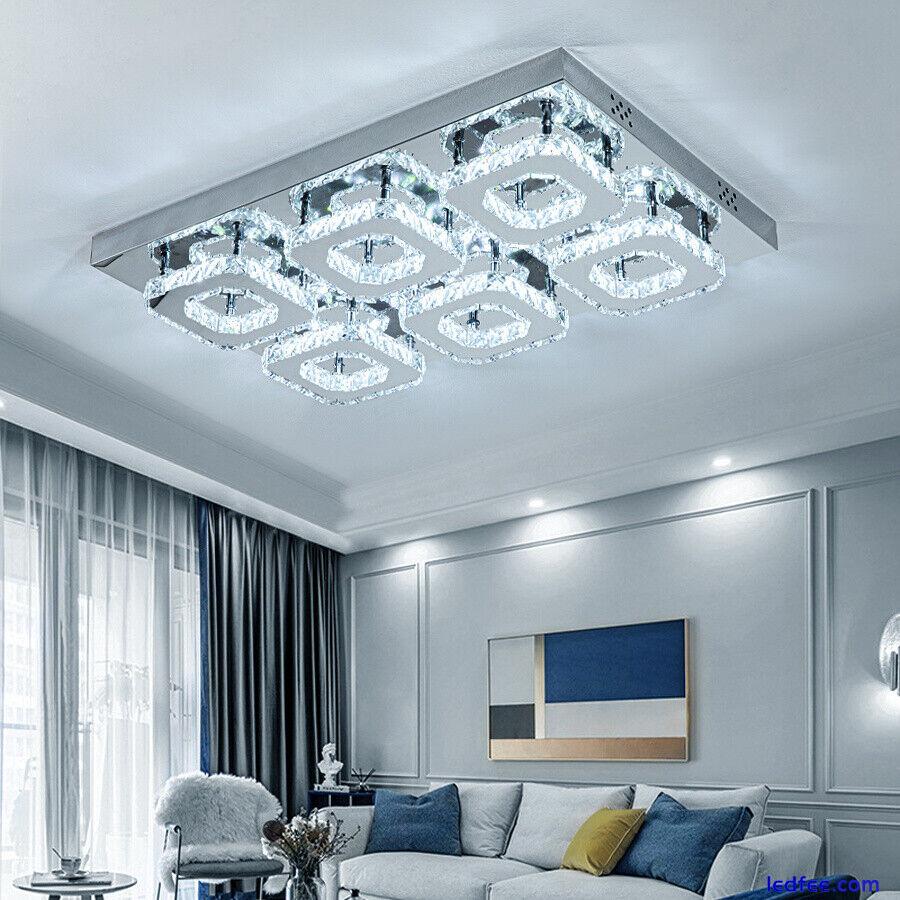 Modern LED Chandelier Lights Flush Mount Crystal Ceiling Light Living Room Lamp 2 