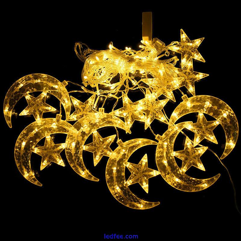 Decoration Moon Star Curtain Hanging Lights 3M Lenght Ramadan  Deco UK Plug CE 2 