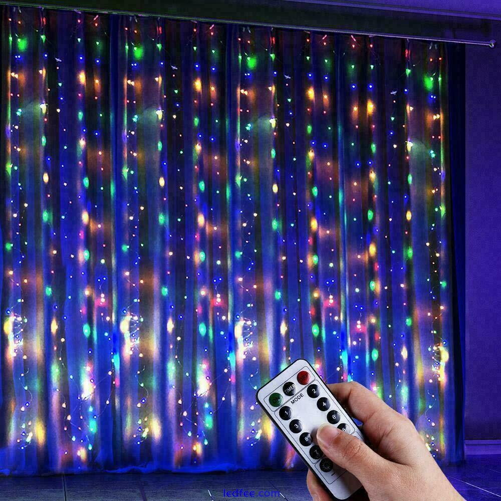 3Mx3M LED Curtain String Fairy Lights In/Outdoor Controller Window Wedding Decor 3 