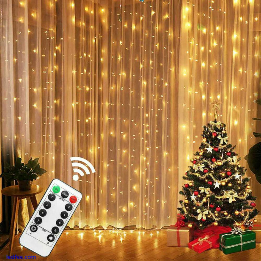 3Mx3M LED Curtain String Fairy Lights In/Outdoor Controller Window Wedding Decor 1 