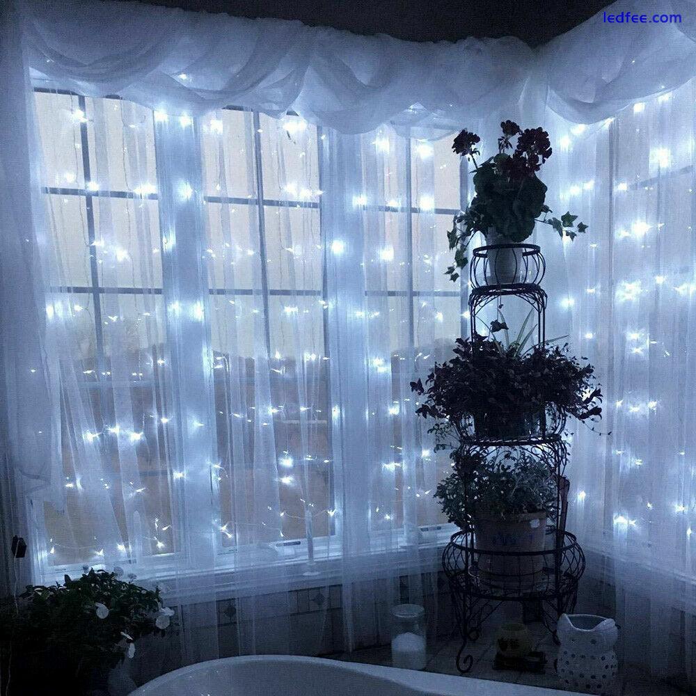 3Mx3M LED Curtain String Fairy Lights In/Outdoor Controller Window Wedding Decor 0 