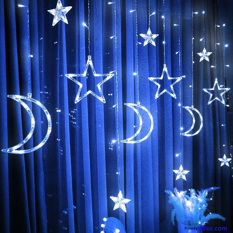Twinkling Moon Star String Lamp LED Curtain Fairy Light Party Home Decor Plug In 5 