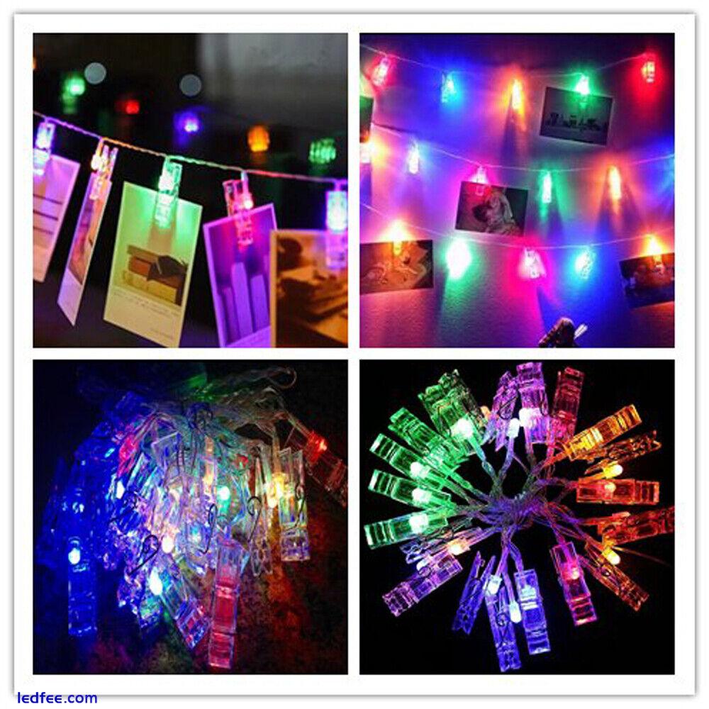 LED Photo Clip String Lights 10/30/50 Hanging Peg Clips Fairy Christmas Cards  5 