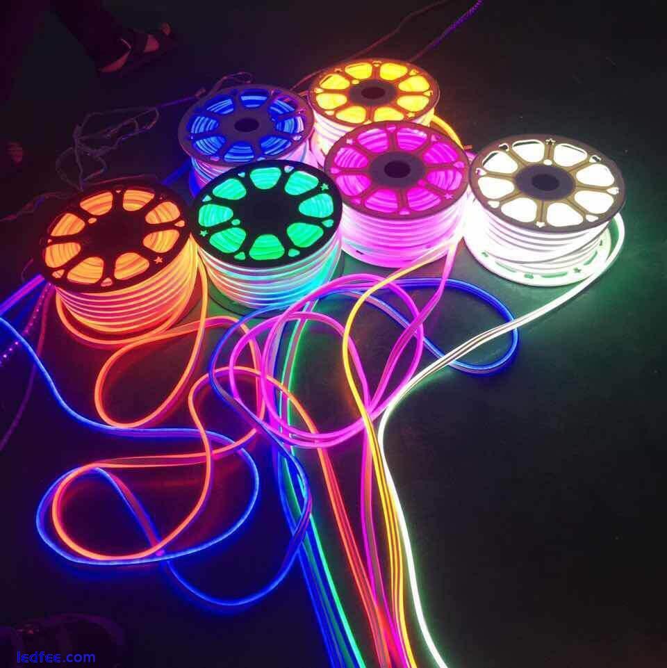 220V LED Neon Rope Lights Commercial Flex DIY Sign Decor Dimmable+UK Plug 2 