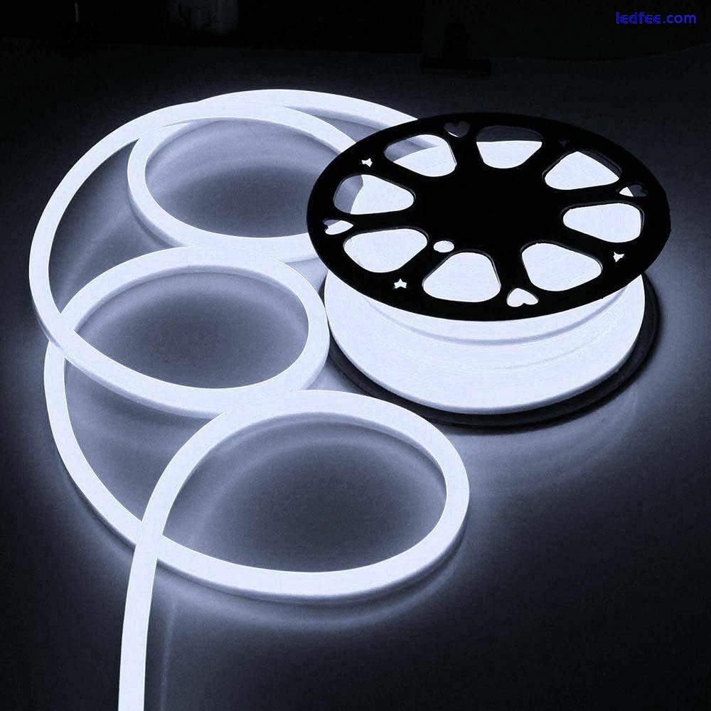 220V LED Neon Rope Lights Commercial Flex DIY Sign Decor Dimmable+UK Plug 0 