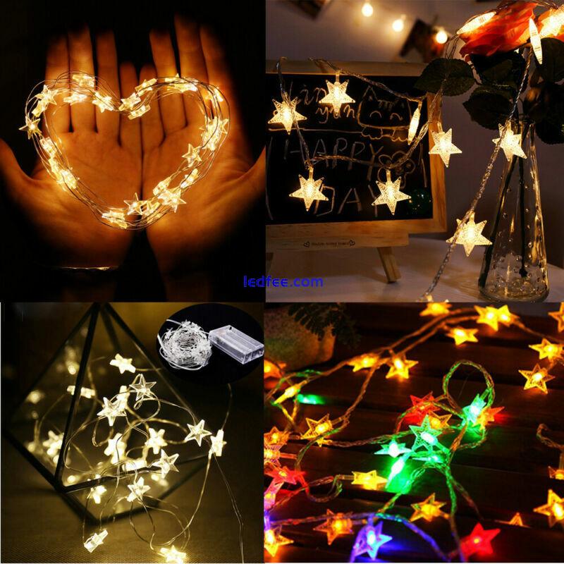 LED Battery Operated Star Lights Fairy String Light Christmas Party Bedroom Lamp 2 