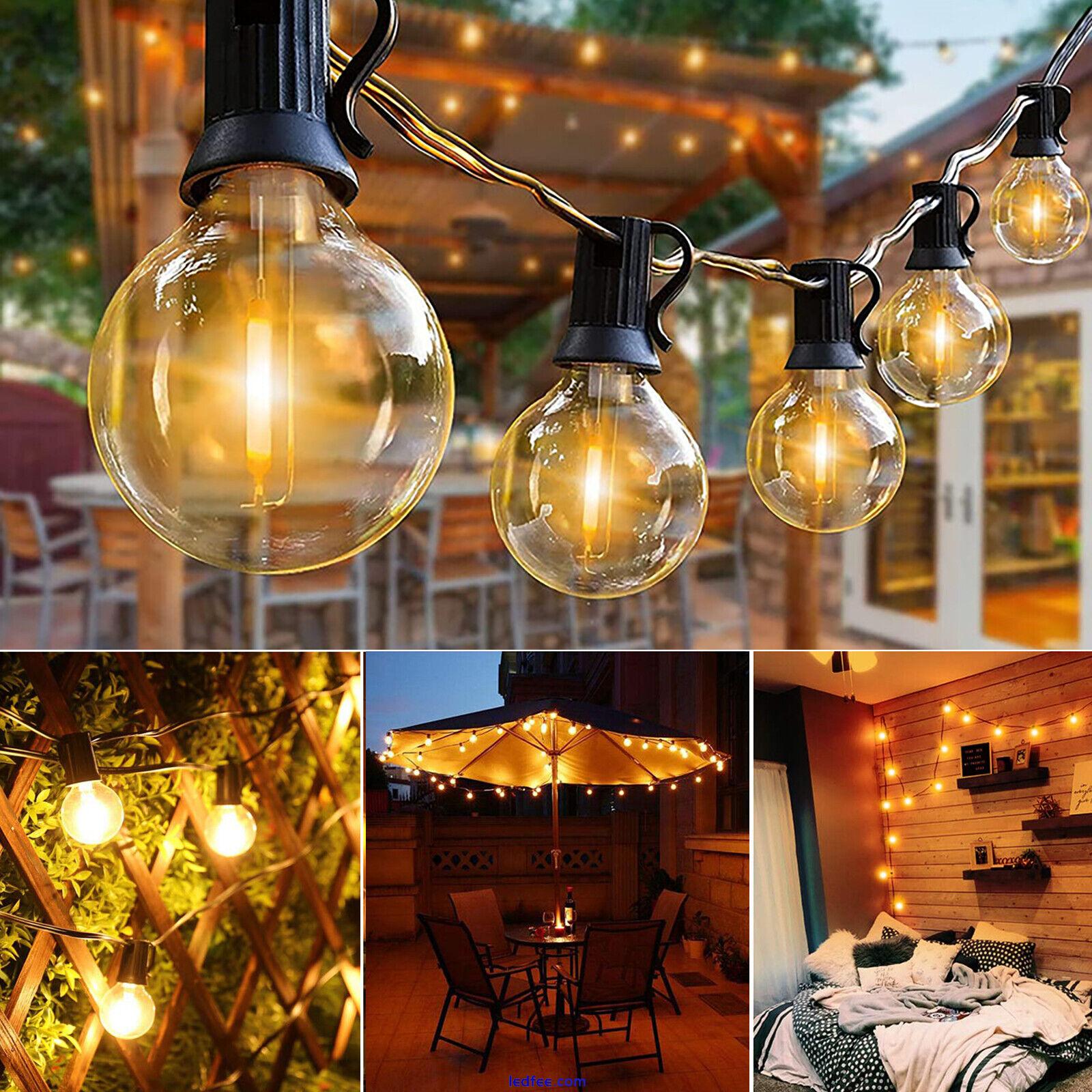 39FT Festoon Outdoor String Lights Mains Powered G40 25+3LED Bulbs Garden Lights 4 