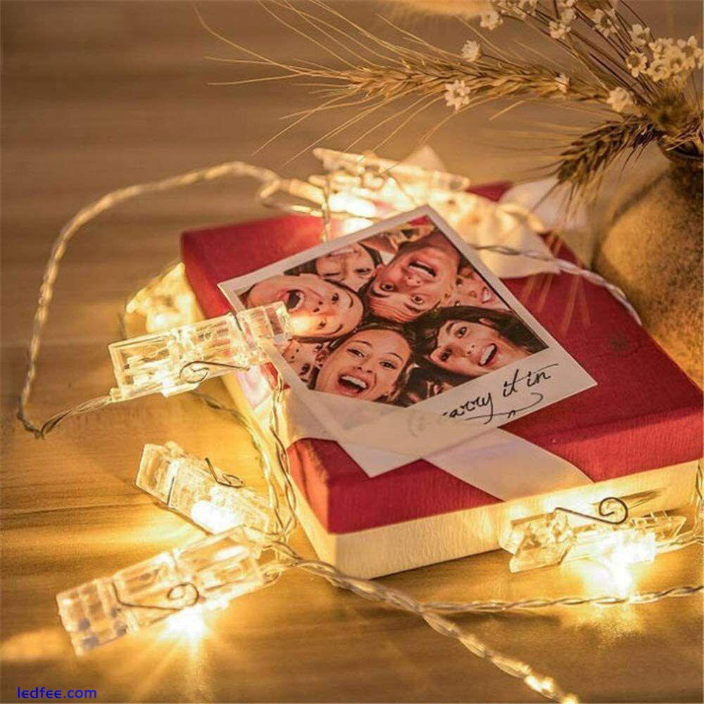 40 LED Battery Photo Clip Light Peg Fairy String Lights Wedding Picture Hanging 2 