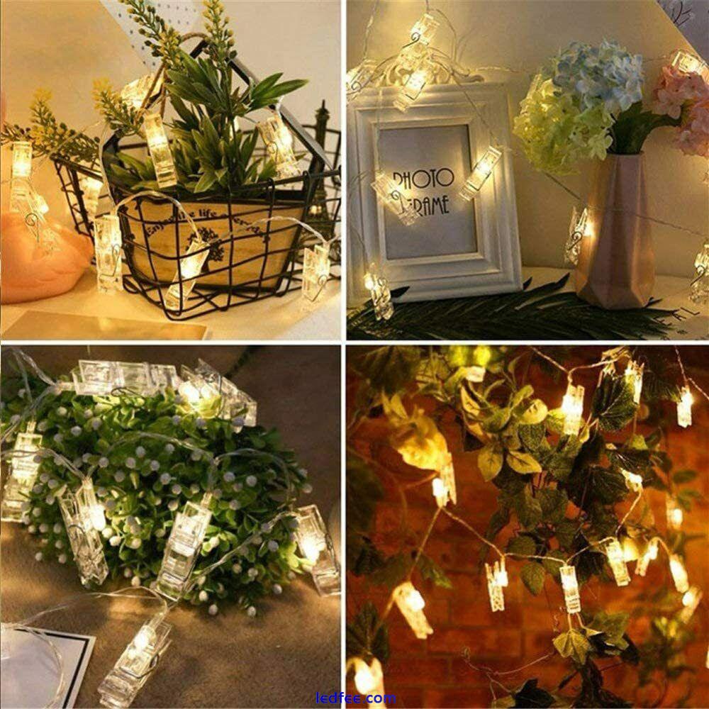 40 LED Battery Photo Clip Light Peg Fairy String Lights Wedding Picture Hanging 0 