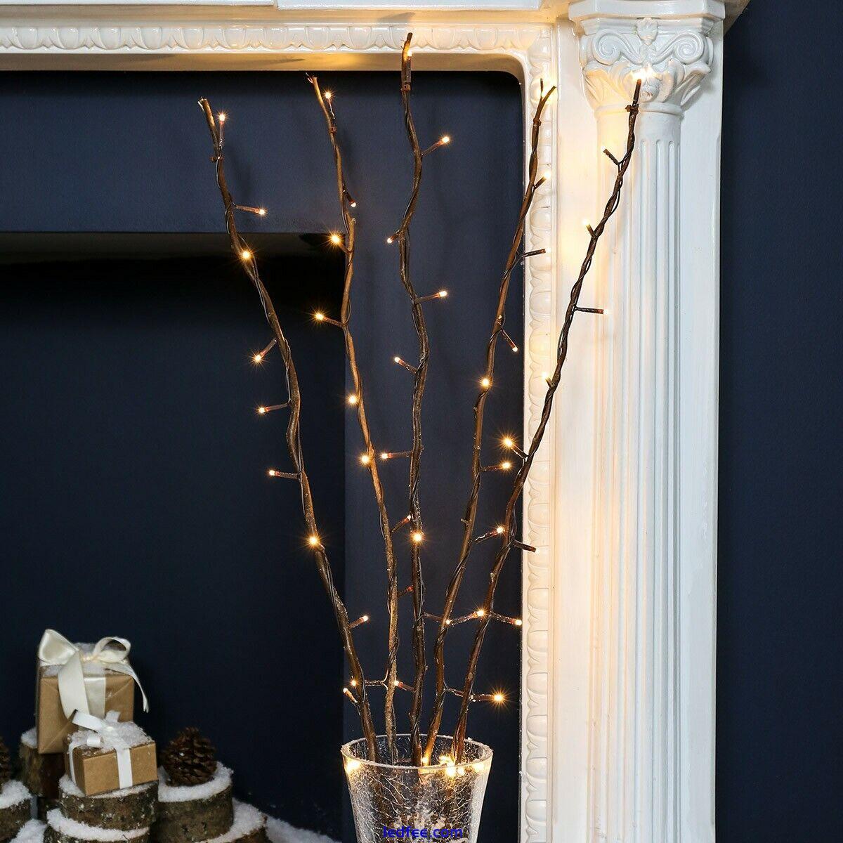 5 x 87cm Plug In Twig Branch Decoration LED Fairy Lights | Christmas Indoor Vase 5 