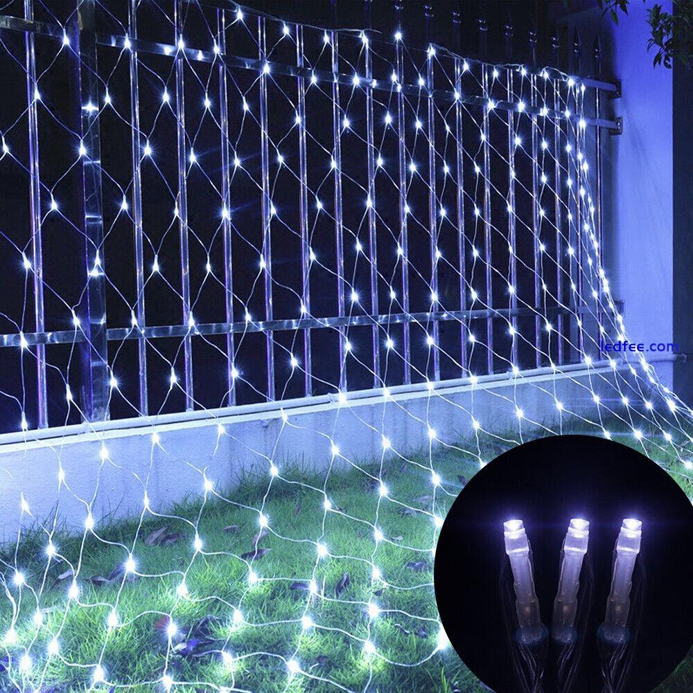 LED Net Mesh Curtain String Lights Christmas Outdoor Garden Party Decorations UK 1 