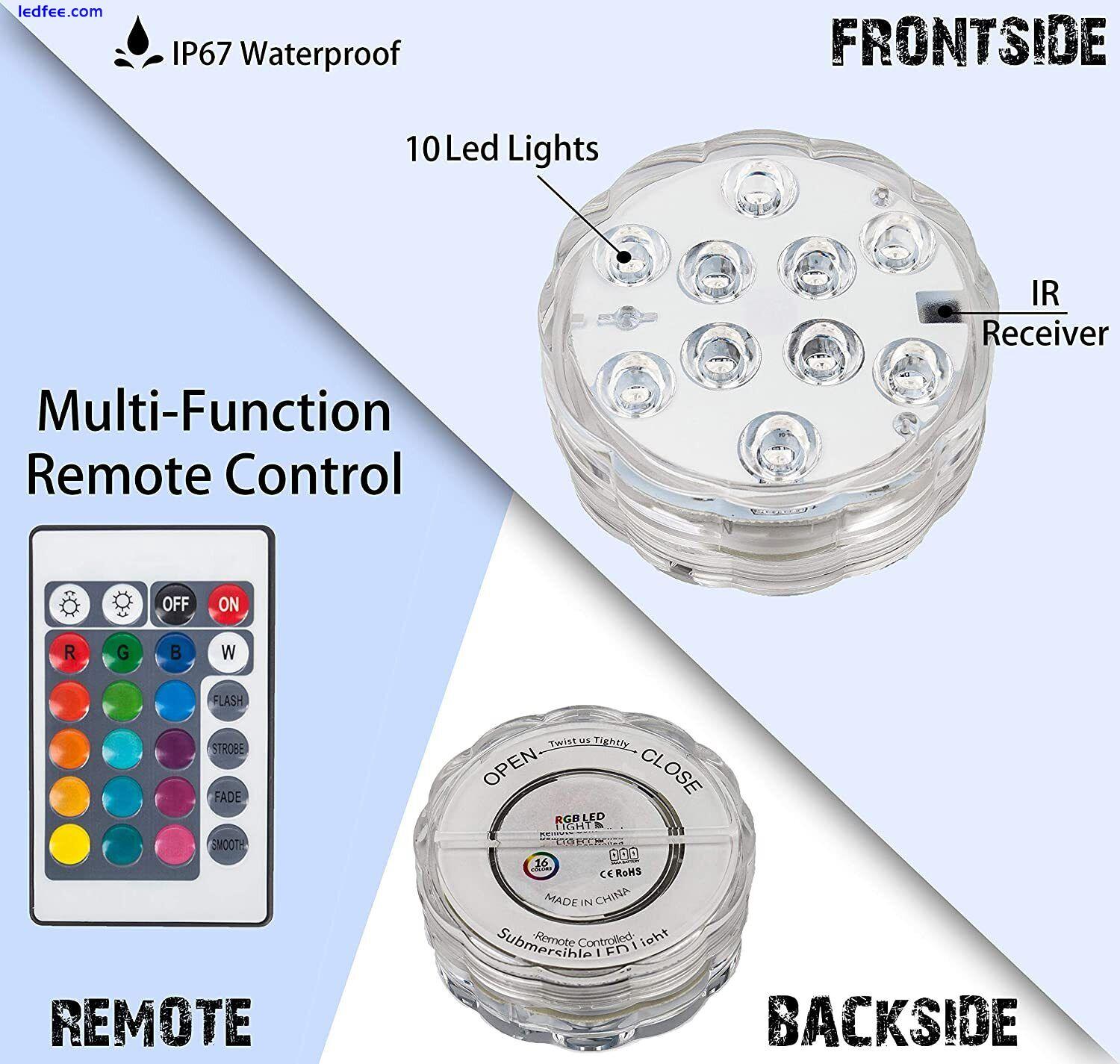 RGB Remote Controlled Submersible 10LED Light Color Changing Battery Operated 4 