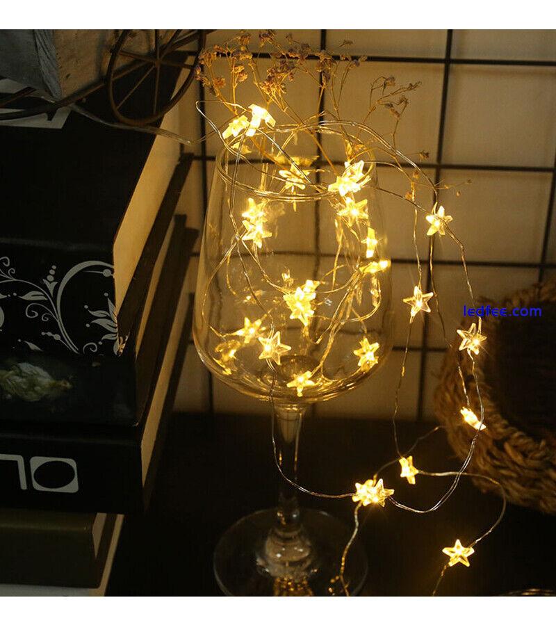 Warm White Star String Fairy Lights for Christmas Party Home Office Decor - USB 4 