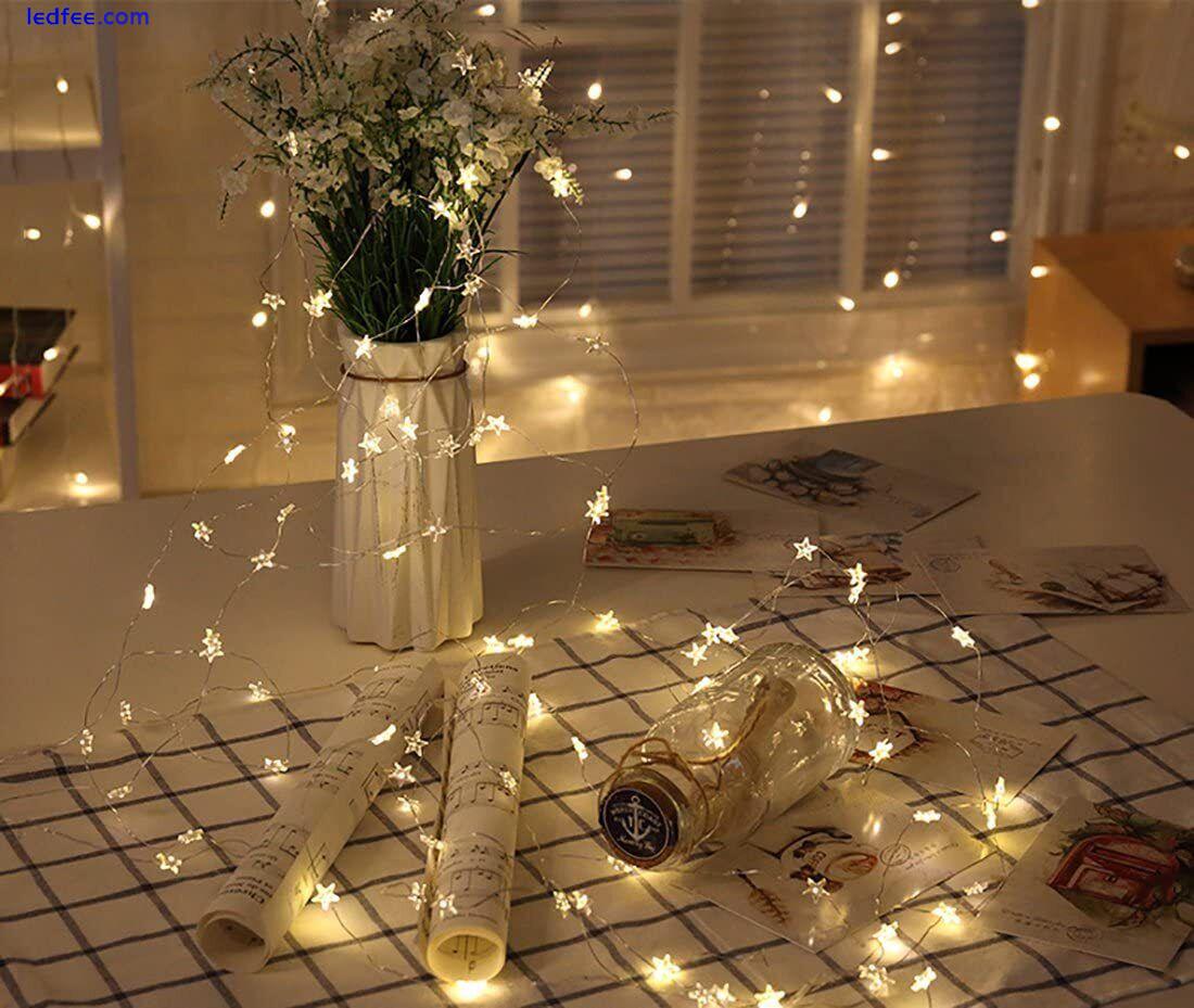 Warm White Star String Fairy Lights for Christmas Party Home Office Decor - USB 2 